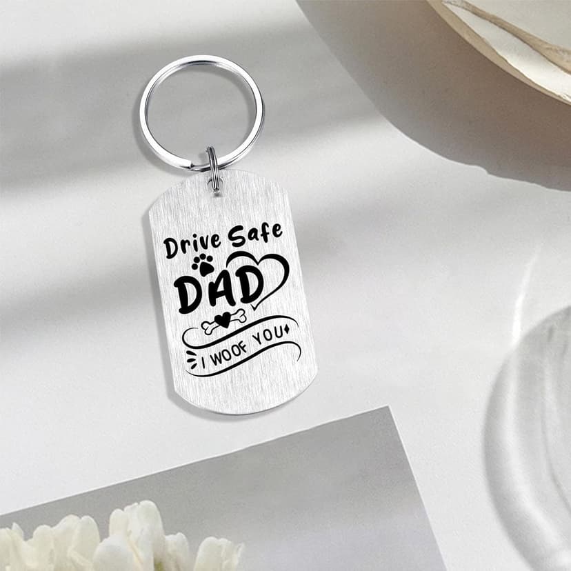 Alotozo Dog Dad Gifts for Men - Christmas Gifts from Dogs to Daddy - Drive Safe Dad Keychain - From Puppy to Daddy Stocking Stuffer - Dog Lover Gift for Father