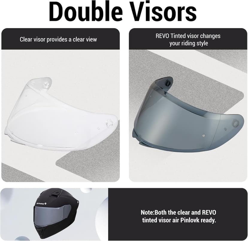 SR6 Full Face Motorcycle Helmet, Equipped with Clear & Multicolour Visors DOT Approved Street Racing Helmet