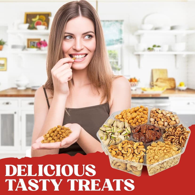 7 Sectional Platter With a Variety of Freshly Roasted Nuts, Beautifully Packaged Gift for Birthday Nuts Gift Basket B0CGVVR2H9