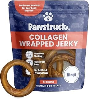 Pawstruck 2-in-1 Collagen Wrapped Jerky Natural Treats for Dogs - 5 Rings - Limited Ingredient Grain Free for Small, Medium, and Large Dogs