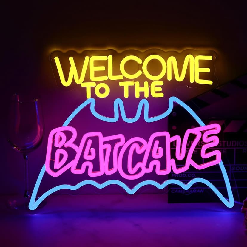 Bat Cave Neon Sign - Wall Decor, Halloween Deocr, Room, Funny Home Decor, Neon Light, LED Sign, Hanging, Bedroom, Dorm, Man Cave, Christmas Supply (USB)