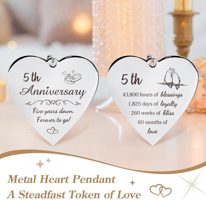 5 Year Aniversario Gift for Her 5yr Anniversary Picture Frame Wood Gifts for 5th Anniversary Wedding Photo Frames Gift for Wife 5 Year Anniversary Decorations for Couple Wedding Anniversary