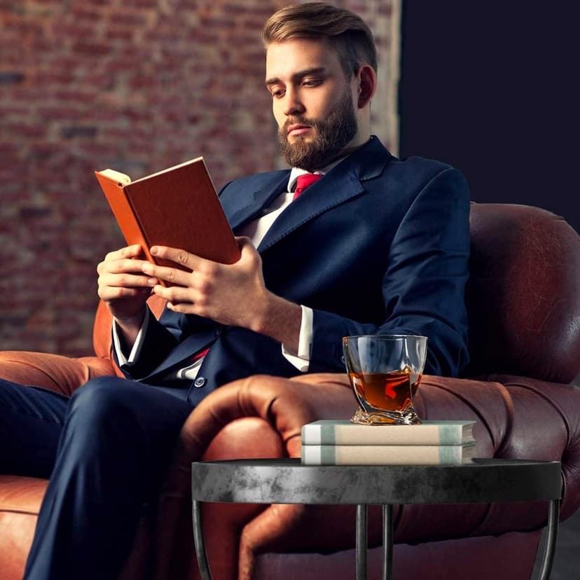 Mfacoy Old Fashioned Whiskey Glasses Set of 4 (2 Crystal Bourbon Glasses, 2 Round Big Ice Ball Molds 11 Oz Rocks Glass with Gift Box, Barware for Scotch Cocktail Rum Vodka Liquor, Gifts for Men