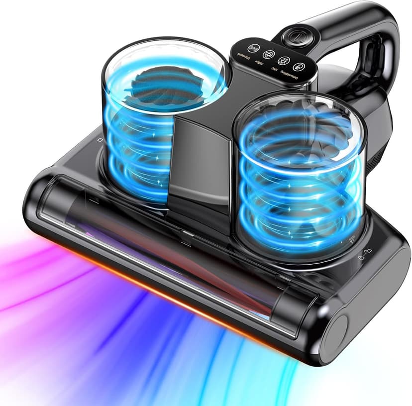 Mattress Vacuum Cleaner 5 in 1 Bed Vacuum Cleaner with 16Kpa Suction 253.7nm UV-C Light, HEPA Filtration, Ultrasonic, High Heating, 30000Rpm/Min Rotation , Replacement Filter Included, 500W, Corded