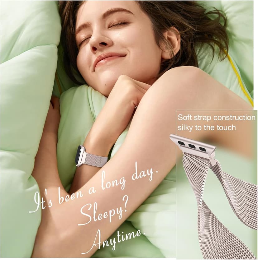 BELONGME 3 Pack Mesh Loop Compatible with Apple Watch Bands for Women Men 40mm 41mm 38mm 42mm 44mm 45mm 49mm 46mm Series 11 10 9 8 7 6 5 4 Ultra3 SE3 2, Stainless Steel Metal Magnetic Strap for iWatch