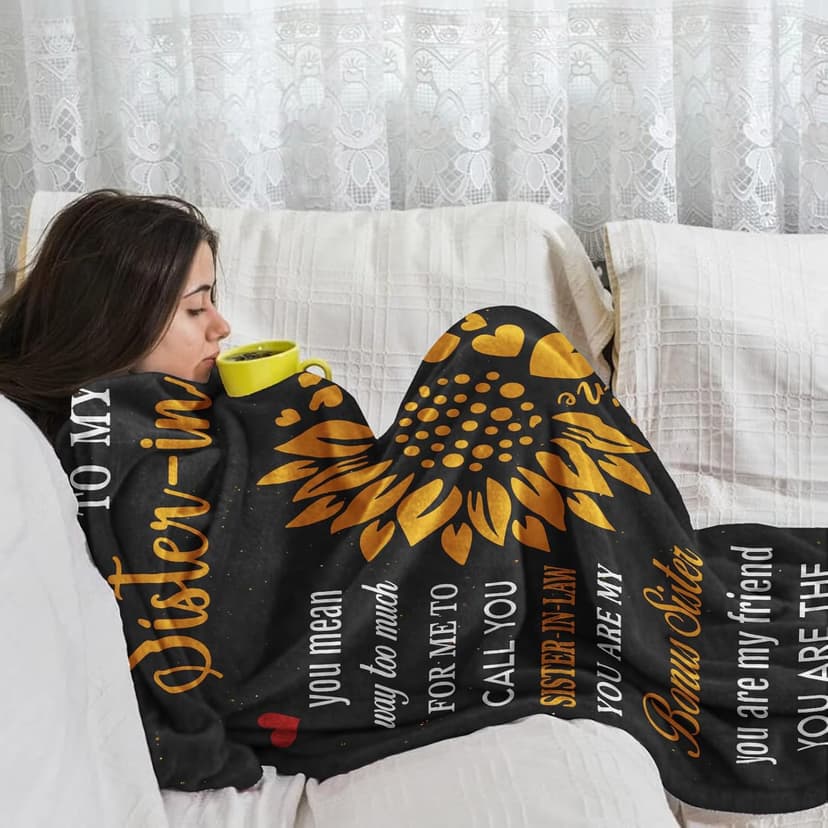 Sister in Law Christmas Birthday Gifts, Xmas Best Future Sister in Law Gifts Ideas for Women Present Throw Blanket 50"X 60" for Mothers Day