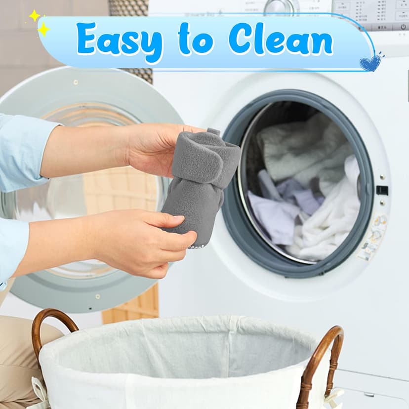 Pro Goleem Fleece Baby Booties, Warm Cozy Baby Slippers, Stay On Sock Shoes, Easy to Put on, Unisex Baby Gifts, Soft Non-Slip Adjustable Newborn Boots for Boys and Girls