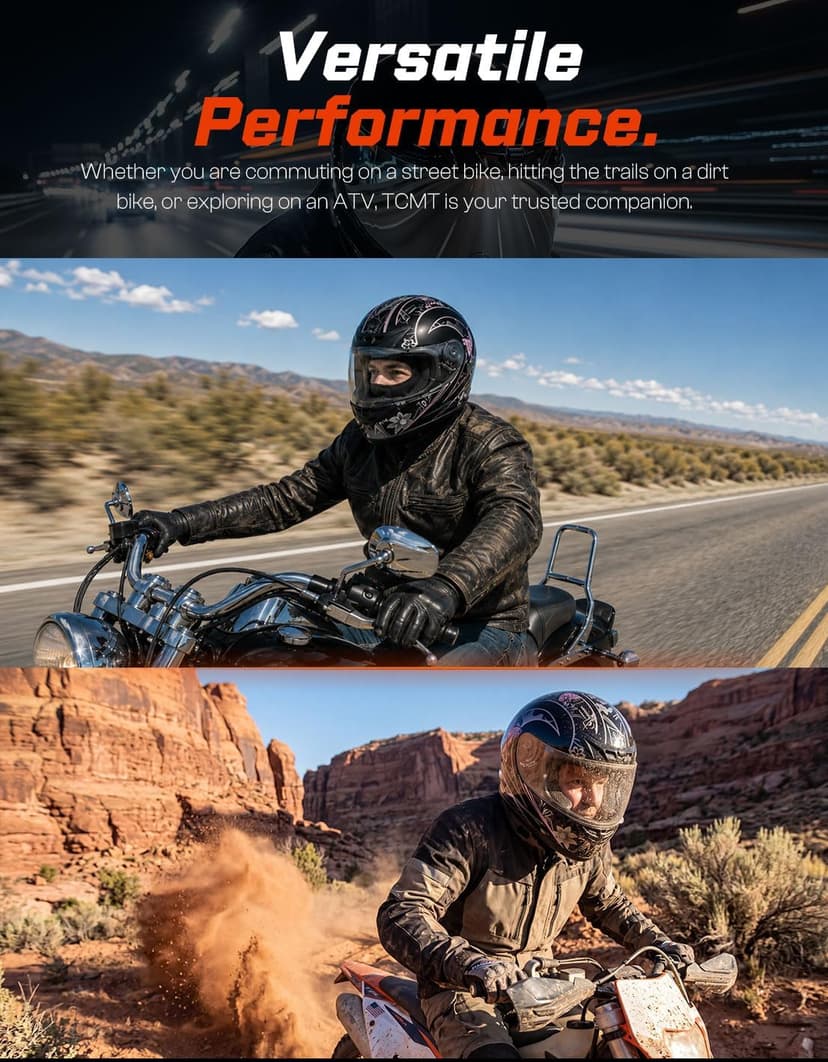 TCMT Size-S Full Face Motorcycle Helmet for Adults Men Women, Lightweight Polycarbonate Street Bike Dirt Bike Helmet with Anti-Scratch Mirror Shield and Removable Liner, DOT Approved