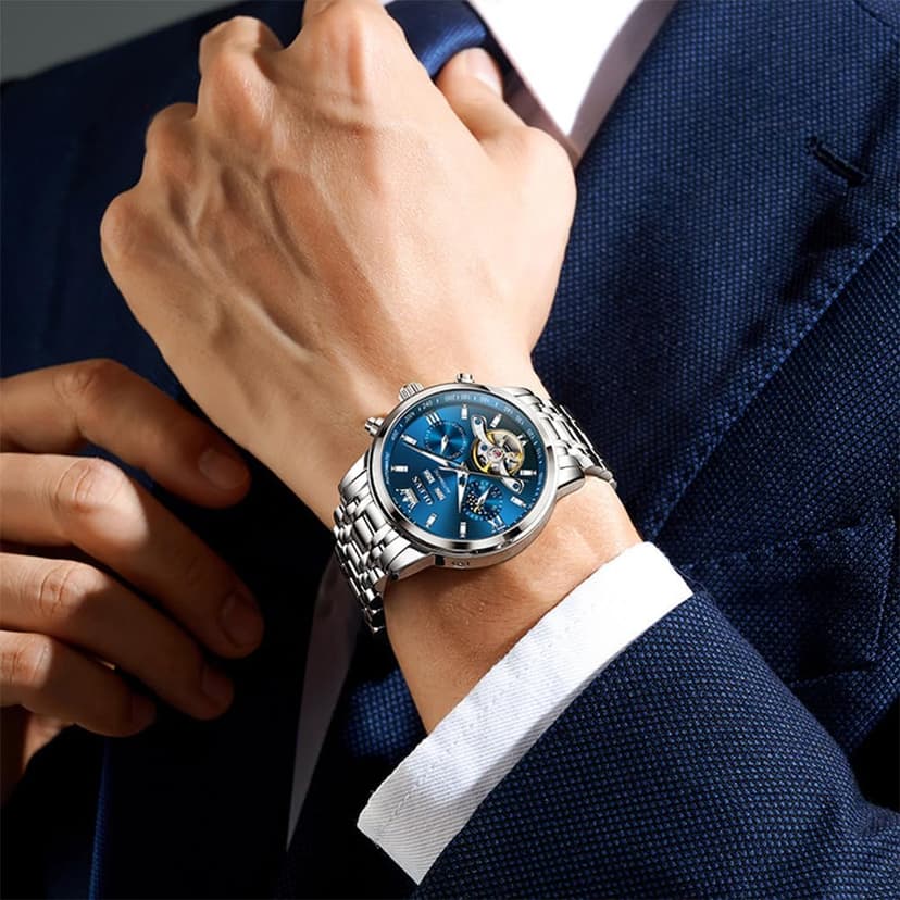 OLEVS Automatic Watches for Men Luxury Skeleton Multi-Function Mechanical Watch Self Winding Date Waterproof Luminous Mens Watch