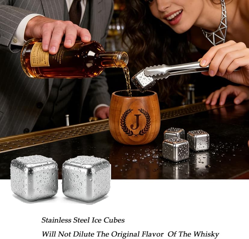 Birthday Gifts for Men Dad Husband Whiskey Glass Anniversary Groomsmen Gift, Whiskey Bourbon Gifts for Men Brother Grandpa Personalized Charred Wooden Bourbon Glass(J) B0GSFFTSFQ