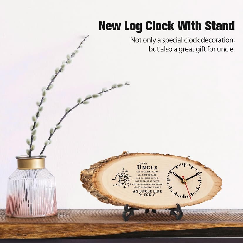 BeauGift Uncle Gifts, Christmas Wooden Clock Gifts for Uncle from Niece Nephew, Best Uncle Ever Gifts Idea for Birthday Christmas Fathers Day