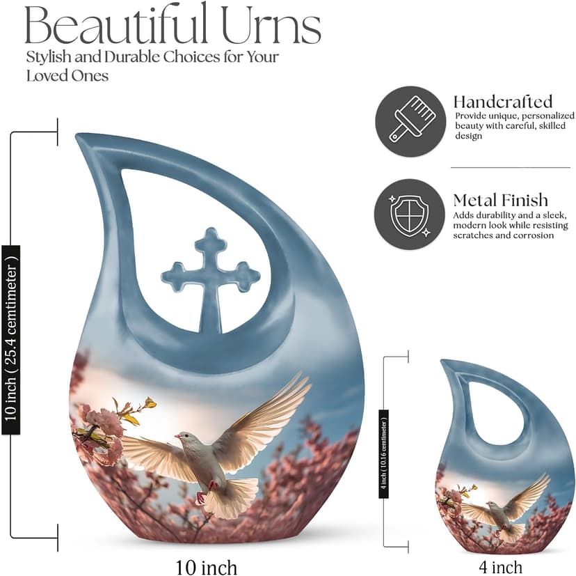 Dove Funeral Tiny Urn for Ashes, Memorial Gifts for Male & Female, Burial for Human Ashes, Tear Drop Cremation Urn for Brother & Sister, 3 Inch Keepsake B0FBWXDBQD