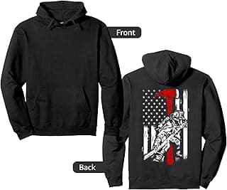 Firefighter red Axe Distressed Fireman American Flag Pullover Hoodie