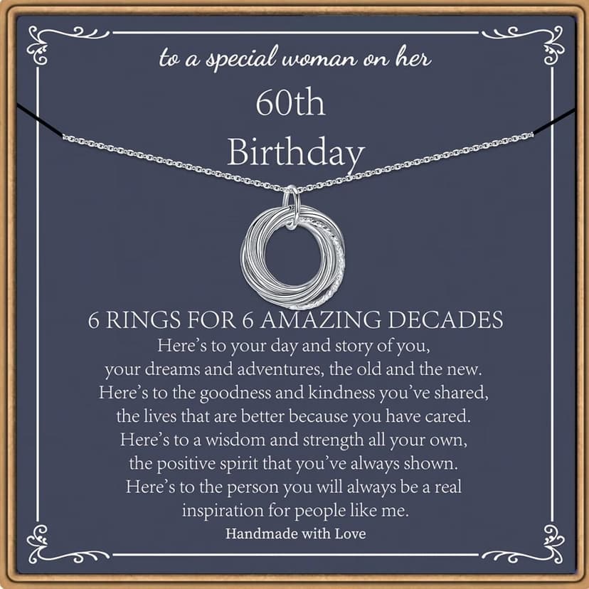 Birthday Gifts for Women, Sterling Silver Chain Circles Necklace 30th 40th 50th 60th 70th 80th 90th Birthday Necklace for Her Woman 30 40 50 60 70 80 90 Years Old Birthday Gifts for Women