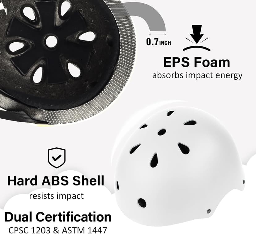 Skateboard Bike Helmet, Lightweight Adjustable, Multi-Sport for Bicycle Skate Scooter, 3 Sizes for Adult Youth & Kids