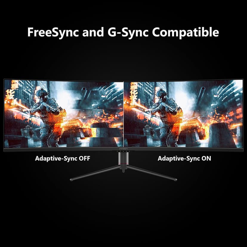 INNOCN 49" Curved Gaming Monitor 144Hz Ultrawide 32:9 WDFHD 3840 x 1080P, R1800, 99% sRGB, HDR400, USB Type C, DisplayPort, HDMI, Built-in Speakers, Height/Tilt Adjustable - 49C1G