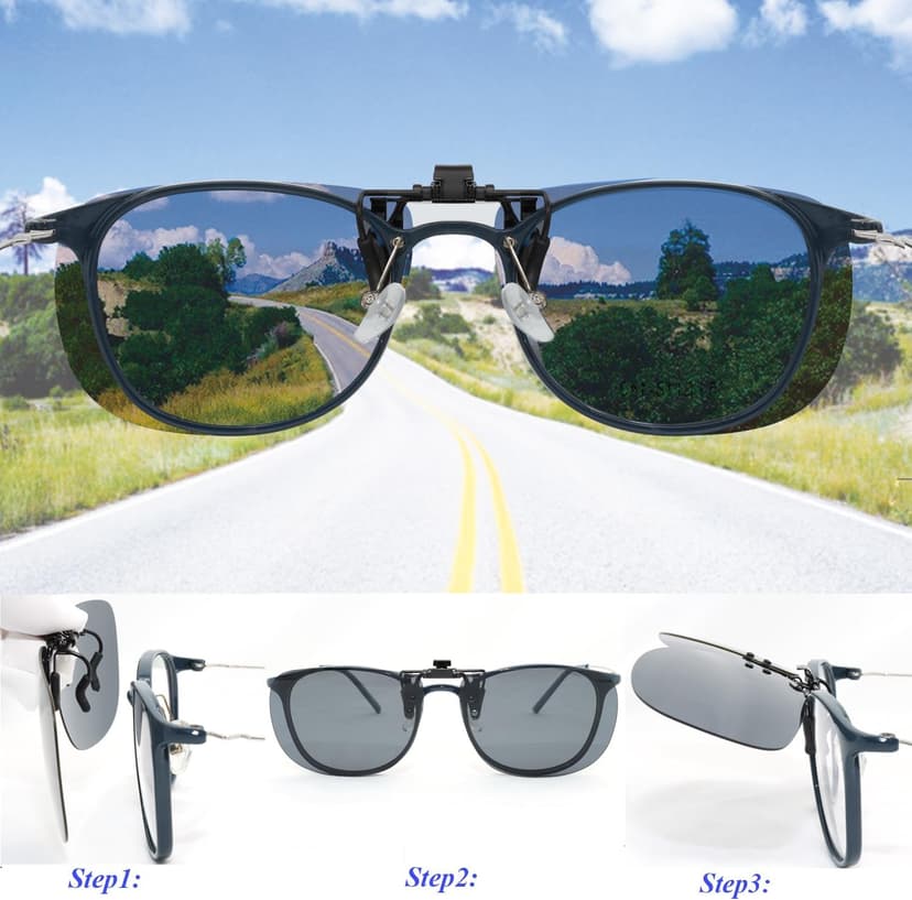 MONICE Fishing Clip on Flip up Polarized Sunglasses Fit Over Prescription Glasses Driving UV Protection Gift Men Women