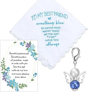 MKISHINE Something Blue for Bride Gift for Bride from Maid of Honor Best Friend Wedding Gift to Bride from Bridesmaid Bridal Blue Handkerchief, Something Blue Angel Gift, Bridal Shower Gift