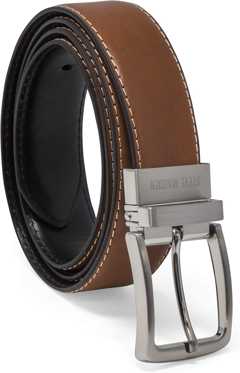 Steve Madden mens Reversible Men's Dress Casual Every Day Leather Belt