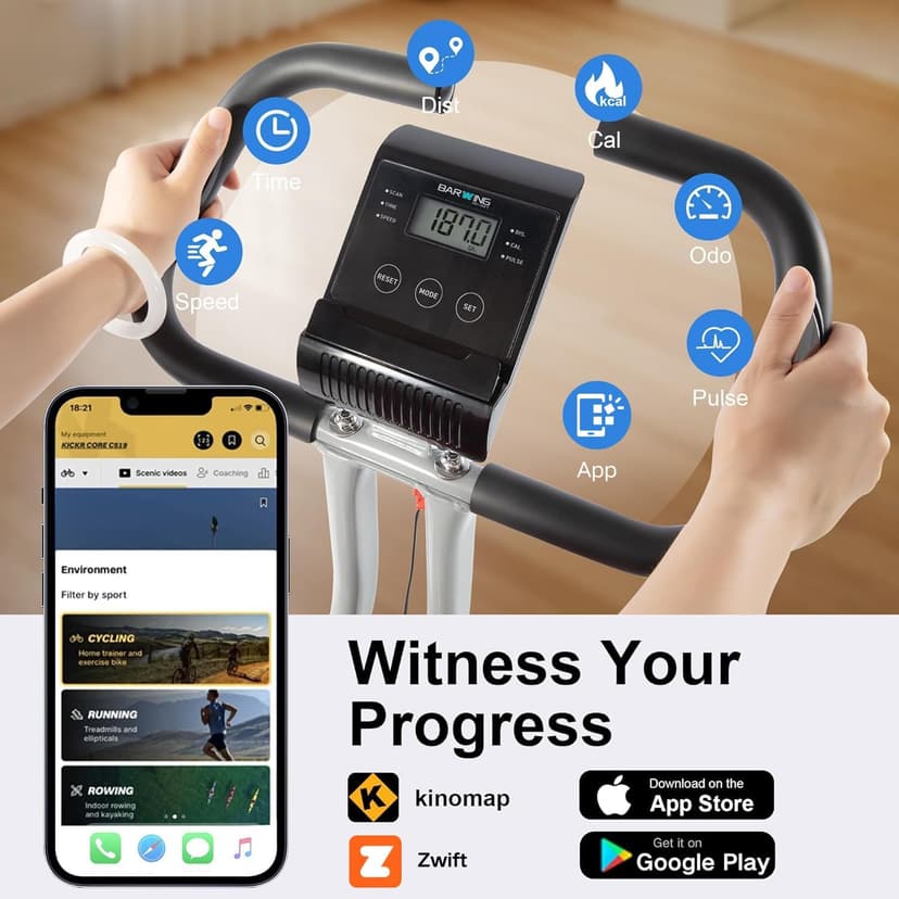 BARWING Stationary Exercise Bike for Home Workout, 5 IN 1 Foldable Indoor Cycling Bike for Seniors, 350LB Capacity, 16-Level Magnetic Resistance, Seat Backrest Adjustments