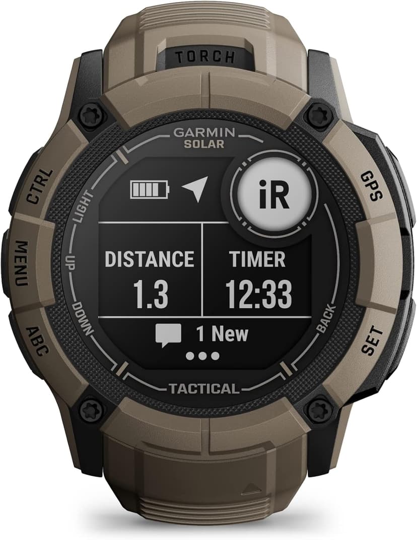 Garmin Instinct 2X Solar - Tactical Edition, Rugged GPS Smartwatch, Built-in Flashlight, Ballistics Calculator, Solar Charging Capability, Coyote Tan