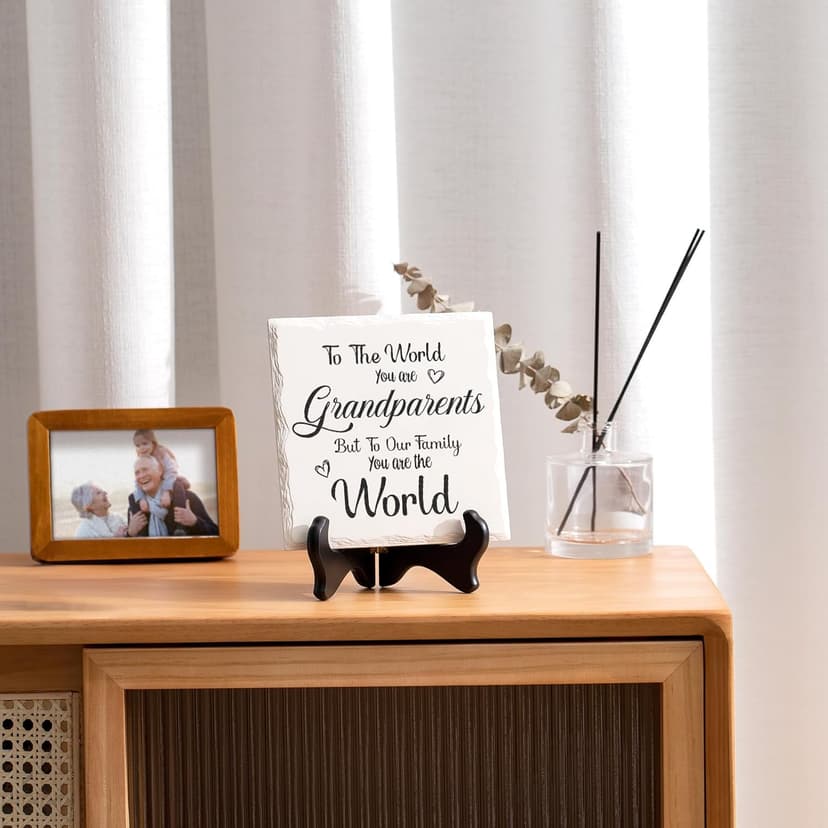 LukieJac Grandparents Gifts from Grandkids Ceramic Plaque for Grandpa & Grandma Gift Ideas Home Decor, Thanksgiving, Christmas, New Year, Grandparents Day, Wedding Anniversary and Birthday Gifts