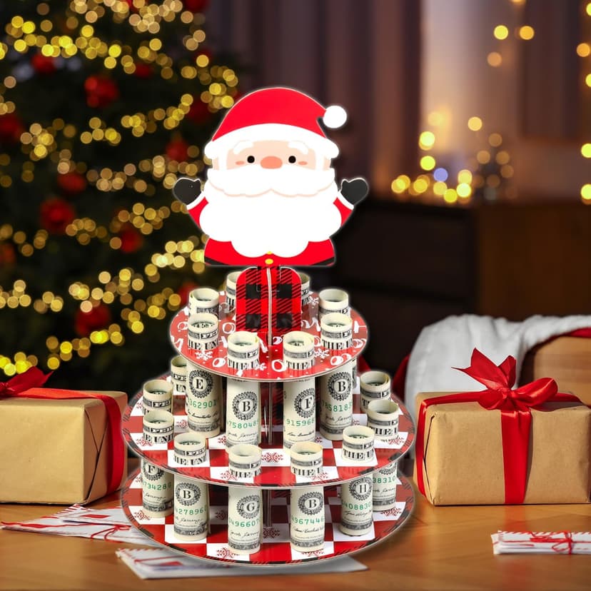 Santa Claus Cash Cake Stand Surprise Xmas Gift Ideas for Him Her Son Daughter Grandkids Crafterlife Christmas Money Holder for Christmas Cash Gifts B0D9ND5QXH