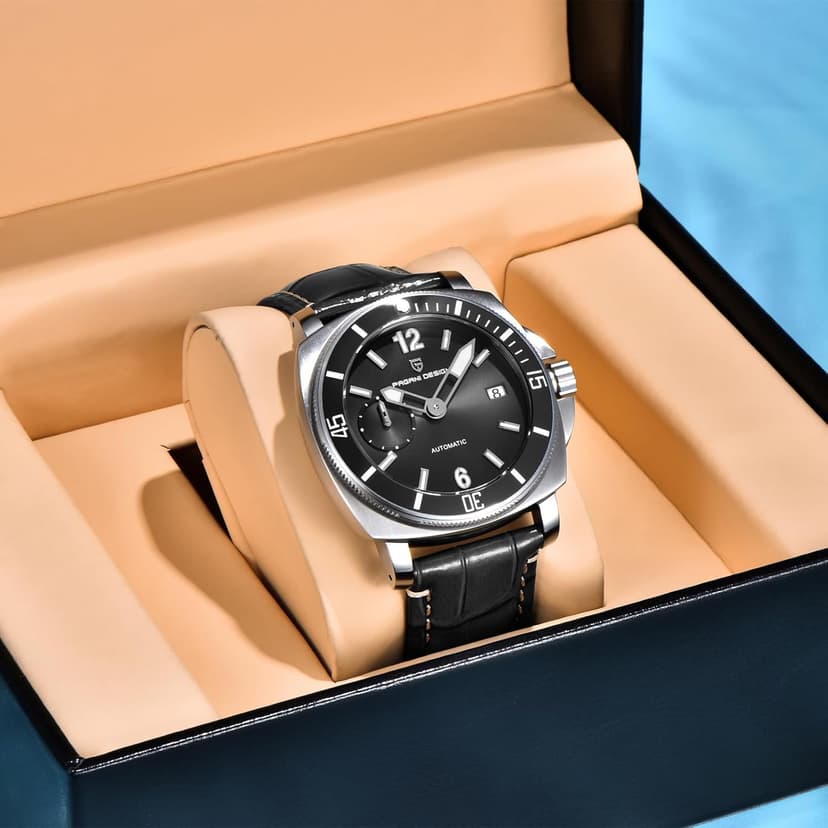 SUZAKU Pagani Design Men's Automatic Watch 43mm Stainless Steel Case Self-Winding Movement Rotating Bezel Luminous Hands 100m Water Resistance Business Casual Timepiece