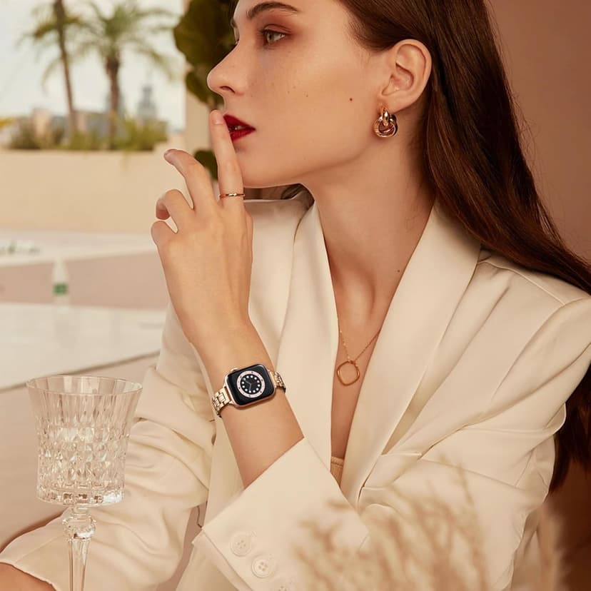 STIROLL Thin Replacement Band Compatible for Apple Watch 38mm 40mm 41mm 42mm(Series 11 10), Stainless Steel Metal Wristband Women Men for iWatch Ultra SE Series 9 8 7 6 5 4 3 2 1, Rose Gold