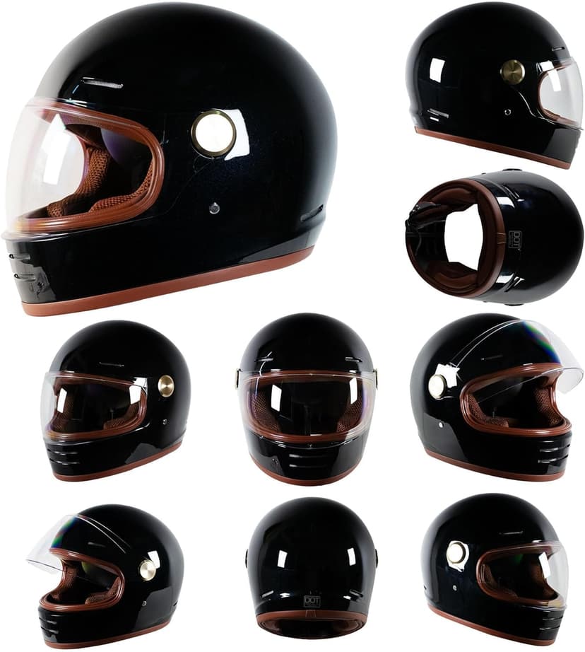 Retro Motorcycle Helmet for Adults?Vintage Full Face Helmet with Ventilation System, Waterproof Design for Motorcycle Riding