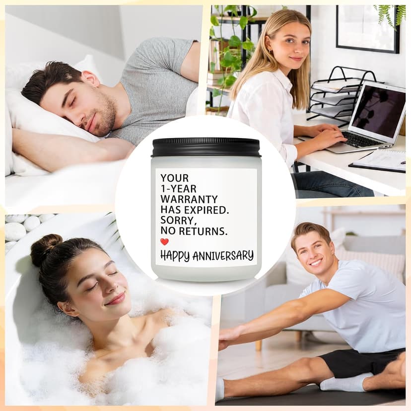 1 Year Anniversary Couple Gifts for Boyfriend Girlfriend, Happy One Year Wedding Anniversary Funny Gifts for Men Women Husband Wife, Romantic First 1st Year Marriage Gift for Her Him Scented Candle B0GT8YSWNK