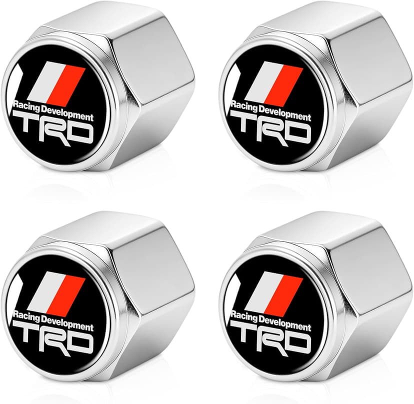 Tire Valve Stem Cap Cover Compatible for Toyota TRD Tundra 4Runner Trucks Series Belt O-Ring Seal tire Valve caps Silver 4 Pcs