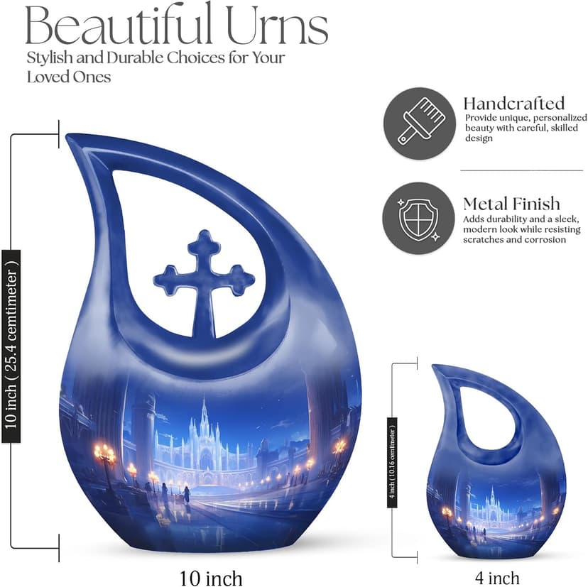 Castle Keepsake Cremation Urns for Human Ashes for Women, Drop Blue Burial Funeral Tiny Urn for Ashes for Men, Cremains Holder, Decorative Mini Remembrance Gift for Loss of Dad, 3 Inches B0FHWQ3F6X