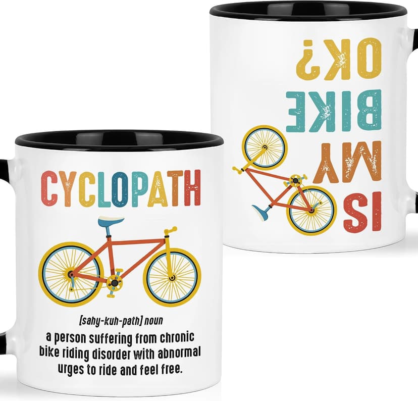 Gift for Cyclist, Cyclopath Definitions Funny Cycling Mug 11oz, Fathers Mothers Day Birthday Christmas Cool Gifts for Cyclists Biker Pedaller Bicycle Lover Triathlete, Bicycle Coffee Cup B0GSG7JZ78
