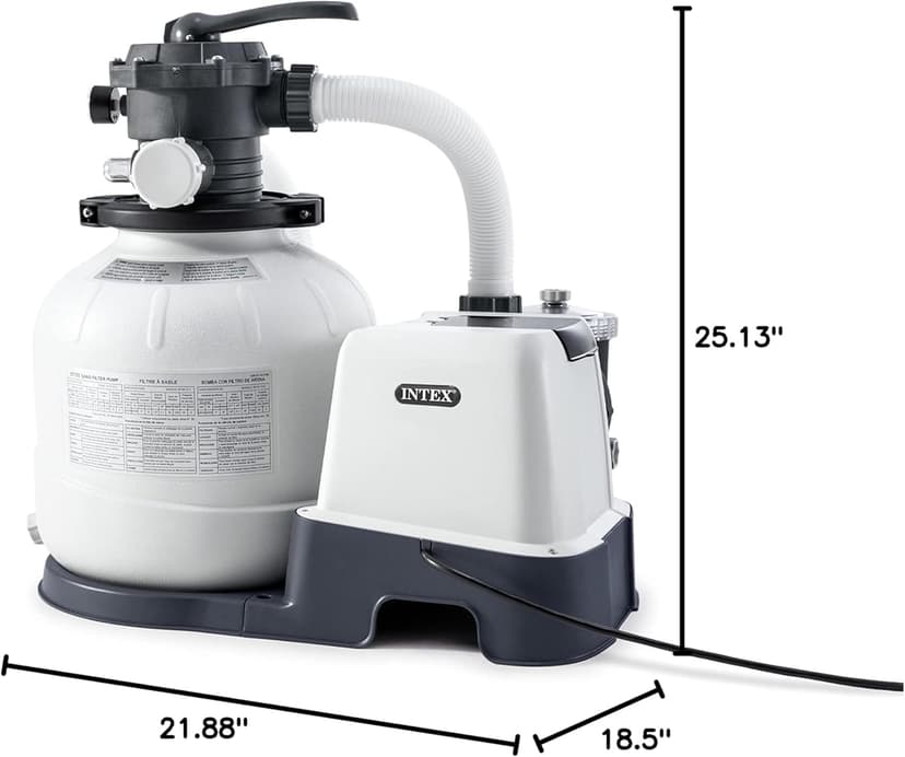 Intex QX2100 Krystal Clear Sand Filter Pump & Saltwater Systems with Electrocatalytic Oxidation: Keeps Water Clear – Reduces Chemical Use – 24-Hour Timer – Up to 8500 Gallon Pools