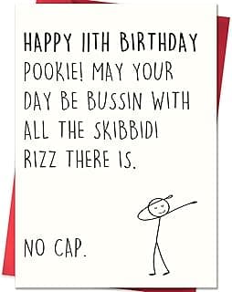 11th Birthday Card,11 Year Old Birthday Gifts & Decorations for Boys Girls Son Daughter Nephew Niece,Funny 11th Birthday Card for Him Her with Gen Z Teenagers Slang Meme-Inspired Design