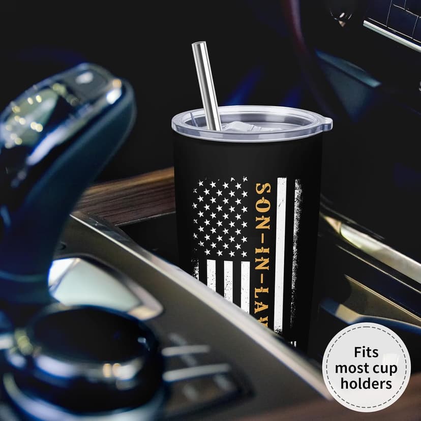 Son In Law Gifts - Christmas Gifts for Son In Law - Son in Law Gift from Mother/Father in law, 20 oz Stainless Steel Tumbler With Lid & Straw