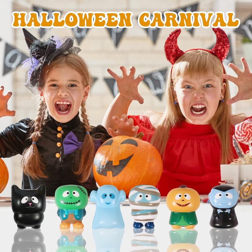 New 6 Packs-Halloween Squishies Toys Slow Rising Party Favors:Pumpkin,Zombie,Black Cat,Mummy,Vampire,Ghost Halloween Treat Bag Classroom Prizes,Stress Relief Toys for Kids Toddlers Gift