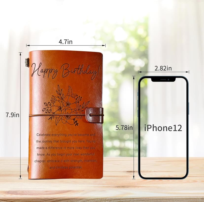 Happy Birthday Decorations Refillable Notebook, Birthday Gifts for Mom Sister Friends Female 30 40 50 60 70 80 90 Year Old PRSTENLY Birthday Gifts for Women Her Leather Journal B0GRYZVHSP
