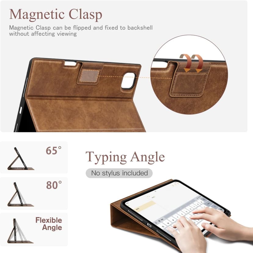 Antbox for iPad Pro 11 Inch Case M5 2025/M4 2024, Premium Vegan Leather, Supports Pencil Pro and Pencil (USB-C), Auto Sleep/Wake Function, Built-in Pencil Holder (Tan)