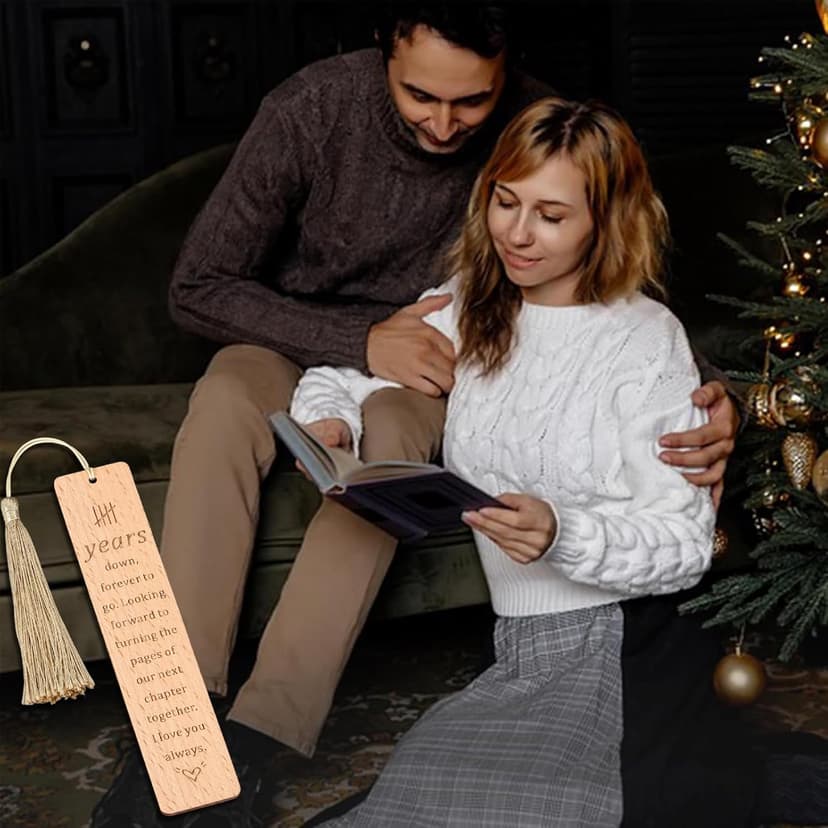 5 Year Anniversary Wood Gift for Him Her, Wooden Bookmark 5th Anniversary Wooden Gifts for Wife Husband, 5 Year Marriage Gifts Anniversary for Couple, Fifth Anniversary Valentines Gifts for Women Men
