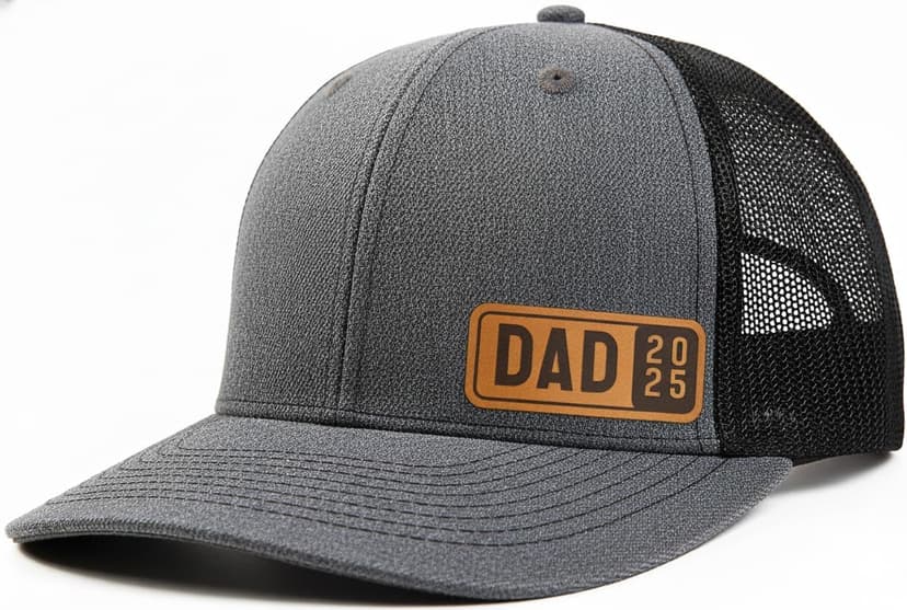 Dad Est 2025 2026 Hat for Men New Dad Gifts Customization Leather Patch Trucker Hat