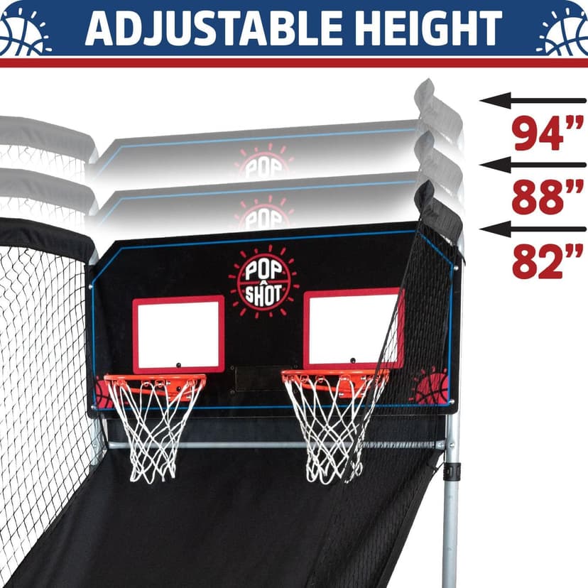 Pop-A-Shot Home Dual Shot | Arcade Basketball Game for Home | Sensor Scoring Hoop, 16 Game Modes, 7 Balls | Foldable for Easy Storage | Fun for All Players