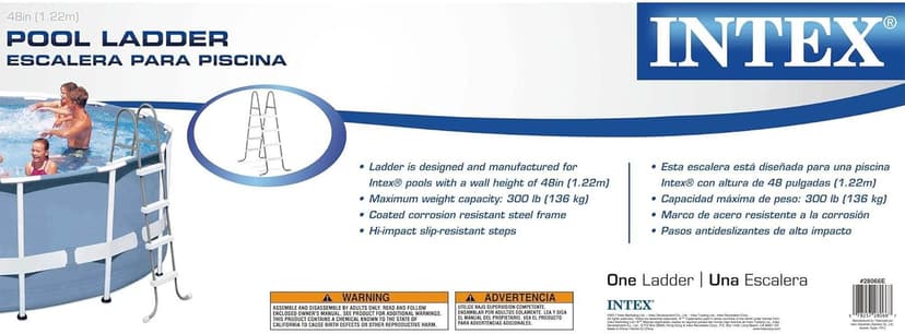 Intex Steel Frame Above Ground Swimming Pool Entry/Exit Ladder for 48" High Wall Pools, 300 Pound Capacity, Accessory Only, Pool Not Included