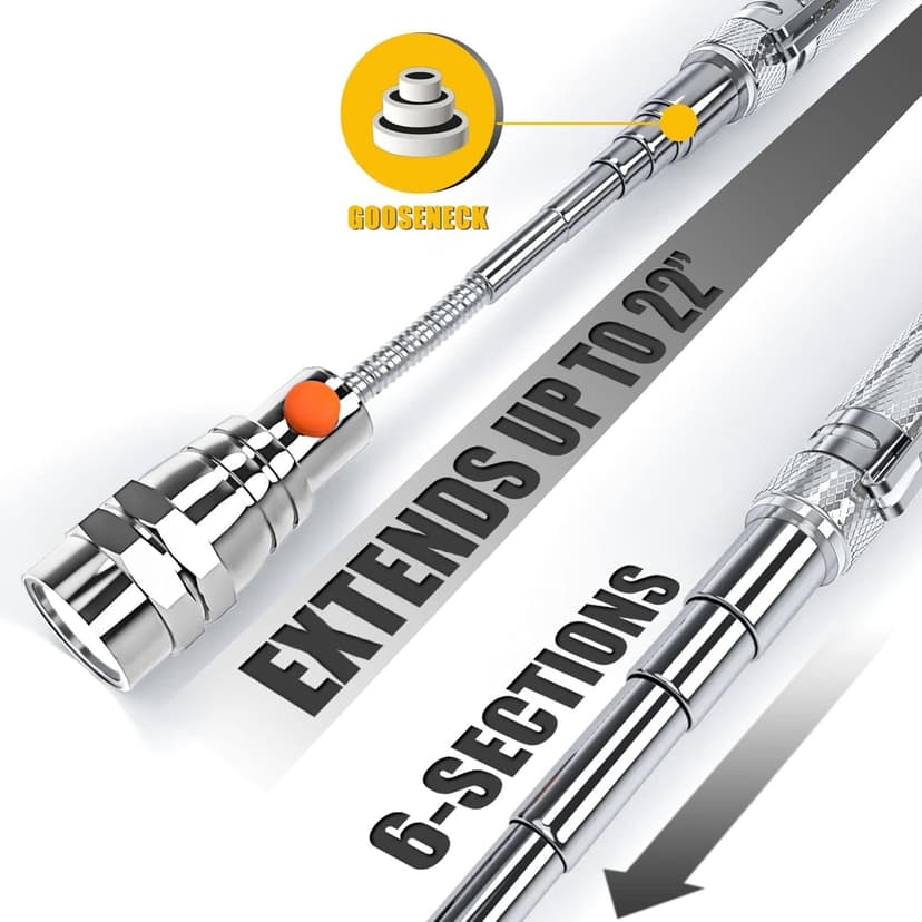 Magnetic Pickup Tool, Gifts for Men, Telescoping Magnet Flashlight, Gifts Idea & Stocking Stuffers for Men, Teen Boys, Mechanic, Boyfriend, Christmas Gifts for Dad, Husband, Father, Black