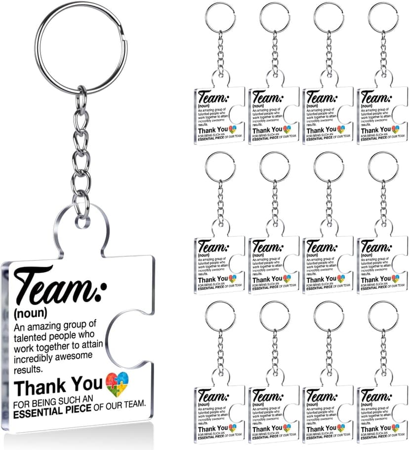 Gift Set for Employee, Staff, Teachers, Teamwork Puzzle Piece Keyring, Acrylic Team Appreciation Gifts Bulk Thank You Keychains for Coworkers B0FD9YB7K3