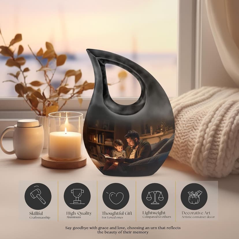 Dad & Son Funeral Tiny Urn for Ashes Adult Male, Drop Keepsake Cremation Burial Urns for Human Ashes, Handcrafted Cremains Containers, Handcrafted Funeral Tiny Memorial Gifts, 3 Inches B0FG372JF2