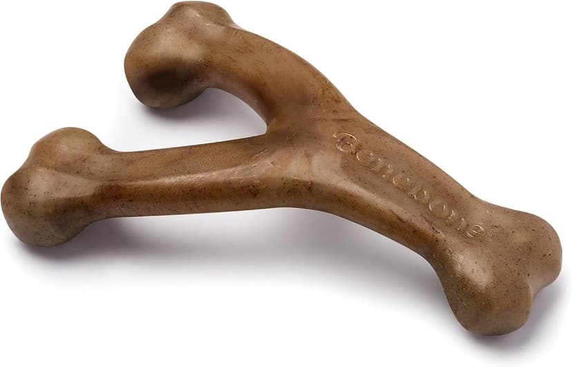 Durable, Super Chewer, Made in USA, Dog Bones, Long-Lasting, A Size for Every Dog, Keeps Them Busy Benebone Wishbone Dog Chew Toy for Aggressive Chewers, Real Bacon, Medium B00CPDWT2M
