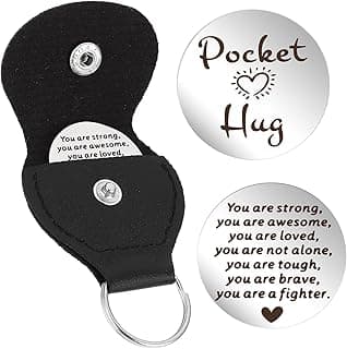 Pocket Hug Token Pocket Hug Keychain Holder Stainless Steel Double Sided Coin Inspirational Gifts for Cancer Patients Friends Must Have Hug Gifts for Men Women