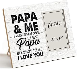 Rustic Papa and Me Wood Picture Frame 8 x 10 Inches, Wall Mount and Tabletop - 4 x 6 Inch Photo Oqtumes Papa Gift Wood Picture Frame, Gifts for Grandpa Grandad Grandfather B0CJ2SK25W